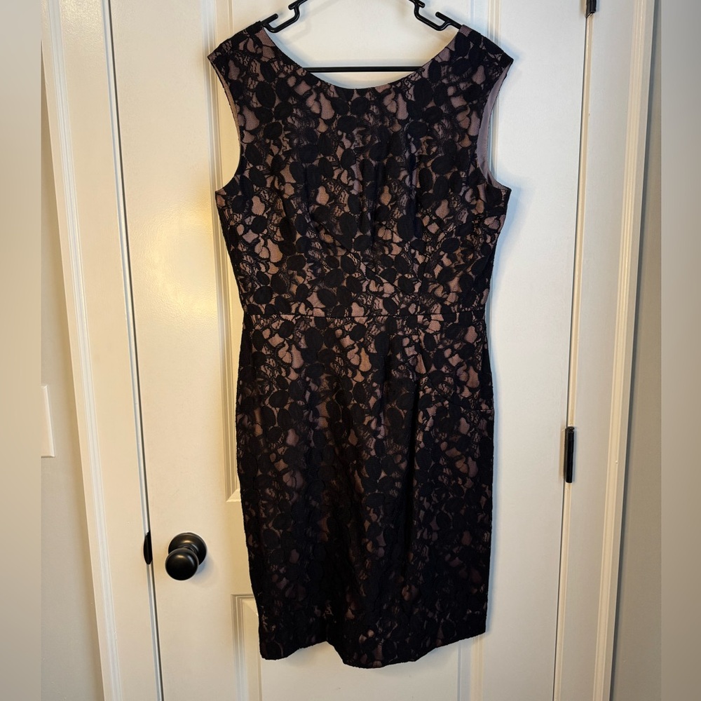 Antonio Milani Lace Overlay Cocktail Dress